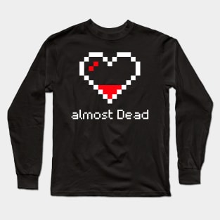 Pixel art heart almost dead heart game heart pixel art for retro gamers Long Sleeve T-Shirt